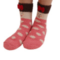 Cartoon style fuzzy warm indoor home slipper socks coral velvet socks